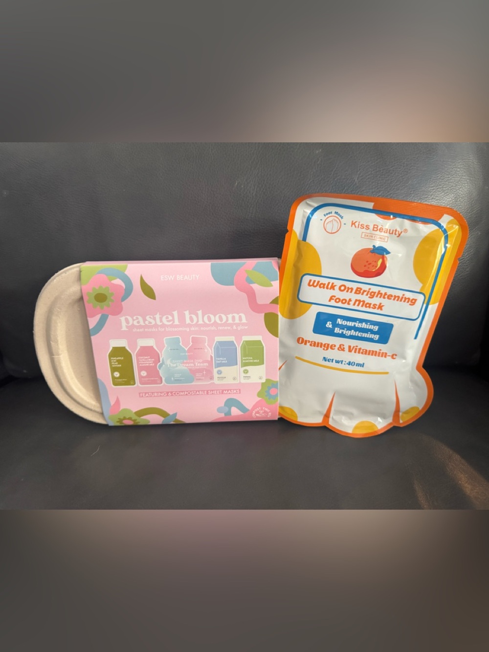Pastel Bloom Face Mask Set & Walk On Brightening Foot Mask - Orange & Vitamin-C